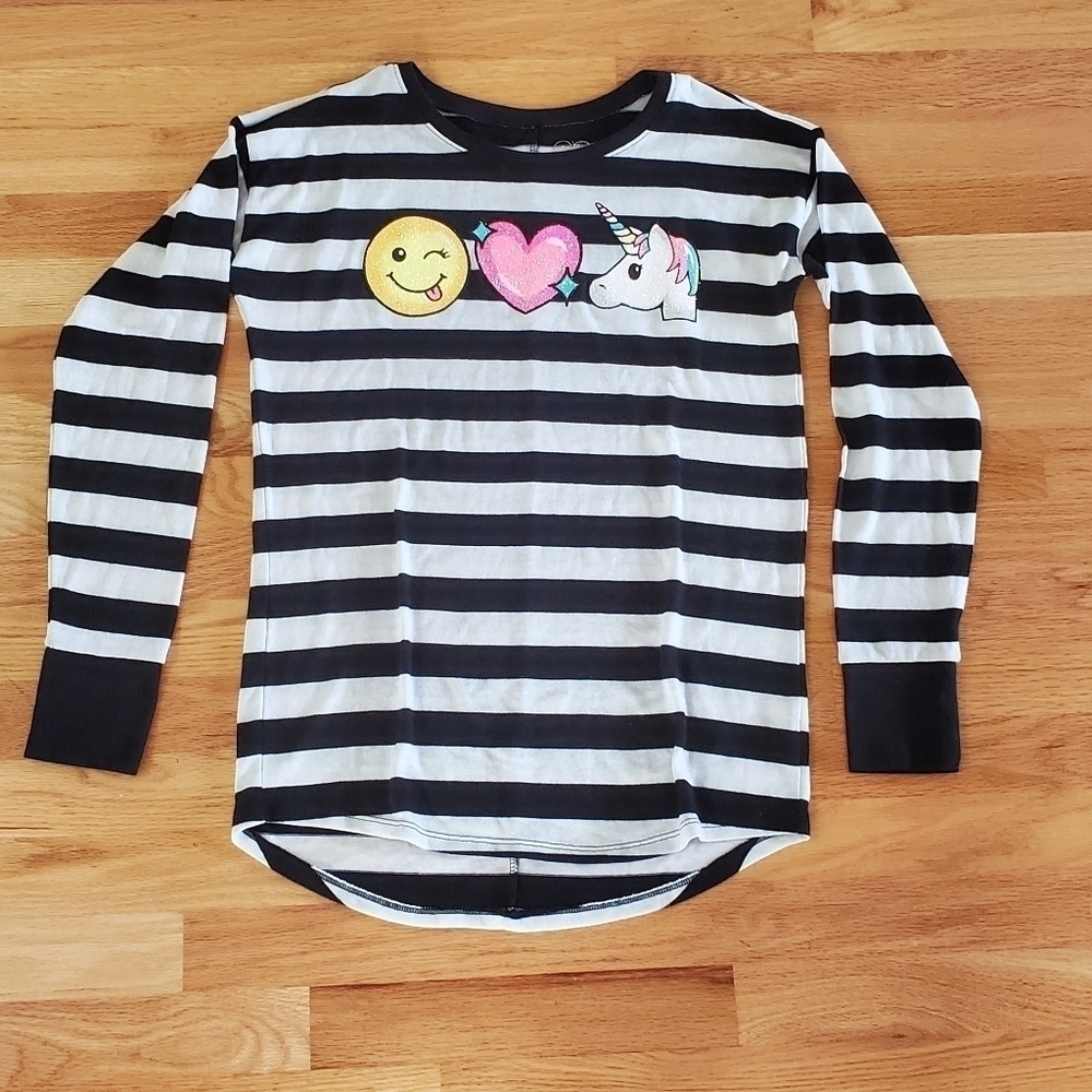 Justice Emoji Heart Unicorn Long Sleeve Top